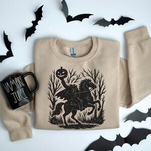 Headless Horseman Sweatshirt, Halloween Fall Pumpkin Scary Costume